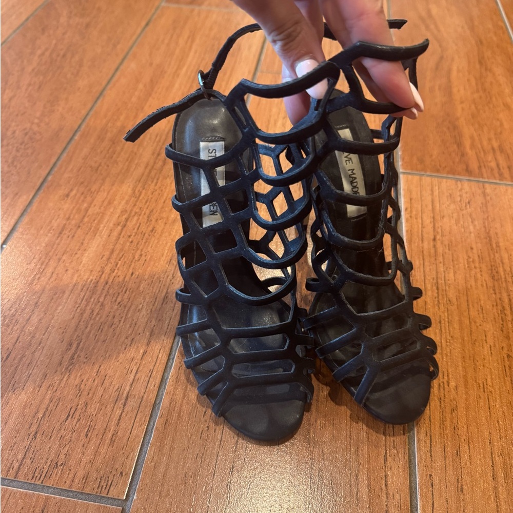 Steve Madden Black Gladiator Heels